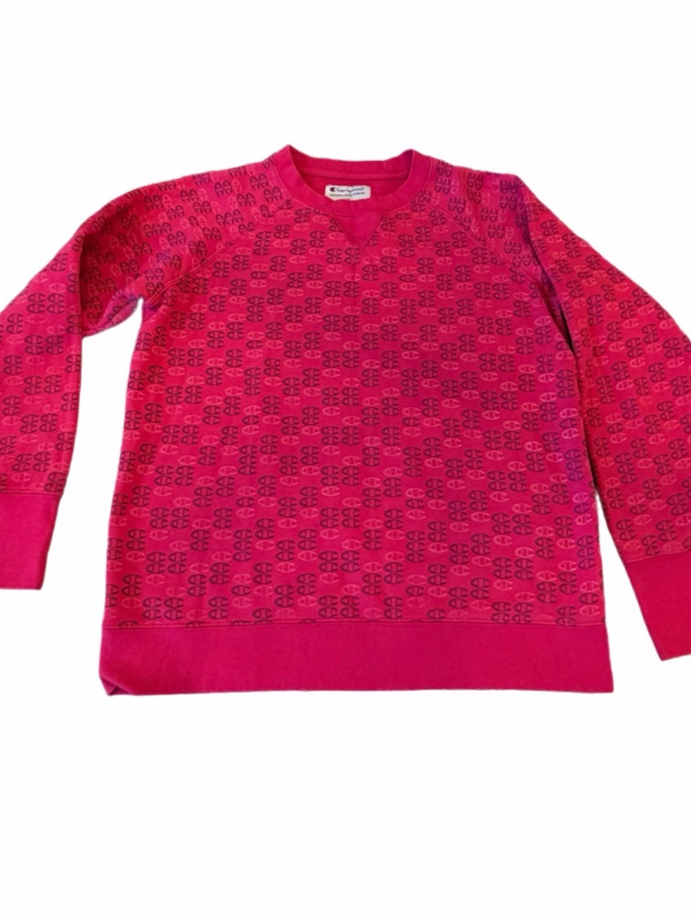 Womens Hot Pink and Champion multi logo crewneck sweatshirt M great condition